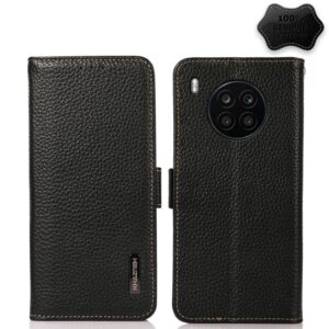 khazneh side magnetic litchi genuine leather rfid phone case, for honor 10x lite, for honor 50 lite / huawei nova 8i, for honor 50 pro, for honor 50 se, for honor 50, for honor 60 pro, for honor 60, for huawei mate 40 pro, for huawei p smart 2021...