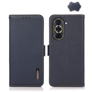 khazneh side magnetic litchi genuine leather rfid phone case, for huawei nova 10, for huawei nova 10 pro