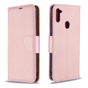 Litchi Texture  Pure Color Horizontal Flip PU Leather Case with Holder & Card Slots & Wallet & Lanyard, For Samsung Galaxy A11