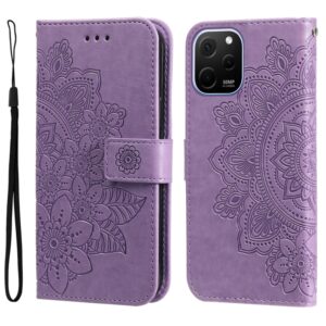 7-petal Flowers Embossing Leather Phone Case, For Huawei nova Y61, For Realme 10 4G Global, For Realme 10 Pro 5G, For Realme 10 Pro+ 5G, For Samsung Galaxy A04e, For Samsung Galaxy A34 5G
