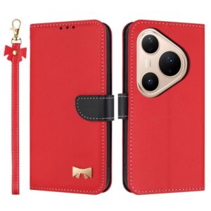 Metal Bow Leather Phone Case with Hand Strap, For Huawei Pura 80 Pro / 80 Pro+ 5G, For Huawei Pura 80 5G, For Huawei Mate 70 Pro+, For Huawei Mate 70 Pro, For Huawei Mate 70, For Huawei nova 13 Pro 5G, For Huawei nova 12 5G / 13 5G...