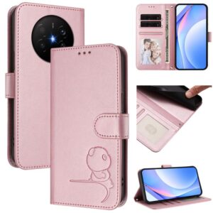 Litter Panda Embossing RFID Leather Phone Case with Lanyard, For Huawei Mate 70 Air, For Huawei Pura 80 Ultra, For Huawei Pura 80 Pro, For Huawei Pura 80, For Huawei nova 14 Ultra, For Huawei nova 14 Pro, For Huawei nova 14...