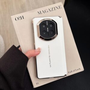 Dual-axis Woven Vegan Leather Texture Electroplated Phone Case, For Huawei Mate X7, For Huawei Mate X6, For Huawei Mate X5