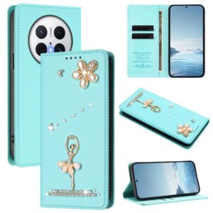 Ballet Girl Diamond Studded RFID Vegan Leather Phone Case, For Huawei Mate 70, For Huawei nova 13 Pro, For Huawei nova 13 / 12, For Huawei Pura 70 Pro / 70 Pro+, For Huawei Pura 70 Ultra, For Huawei nova 12s 4G