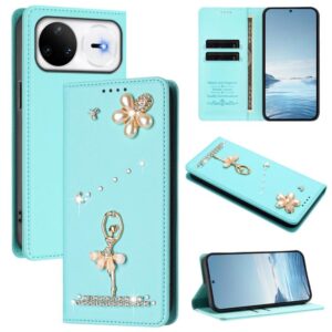 Ballet Girl Diamond Studded RFID Vegan Leather Phone Case, For Huawei nova 15 Pro / 15 Ultra, For Huawei nova 15 / nova 14 / 14 Lite, For Huawei Mate 80 Pro Max, For Huawei Mate 80 / 80 Pro, For Huawei Mate 70 Air, For Huawei Pura 80 Ultra