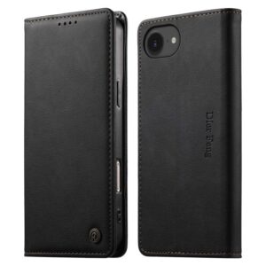 Dierfeng Metal Snap Magnetic RFID Vegan Leather Phone Case, For iPhone 17e / 16e, For iPhone 17 Pro Max, For iPhone 17 Pro, For iPhone 17, For iPhone Air, For iPhone 16 Pro Max, For iPhone 16 Pro, For iPhone 16 Plus