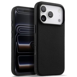 melkco Litchi Texture Magnetic Full Coverage Genuine Leather Phone Case with AI Button, For iPhone 17 Pro Max, For iPhone 17 Pro, For iPhone 17, For iPhone Air
