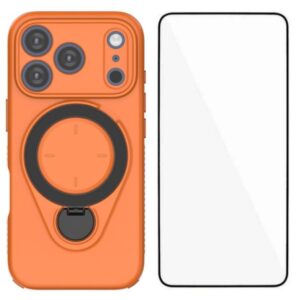 WANLONFENG Ring Kickstand Phone Case with Screen Protector, For iPhone 17 Pro Max, For iPhone 17 Pro, For iPhone 17, For iPhone Air, For iPhone 16 Pro Max, For iPhone 16 Pro, For iPhone 16, For iPhone 15 Pro Max