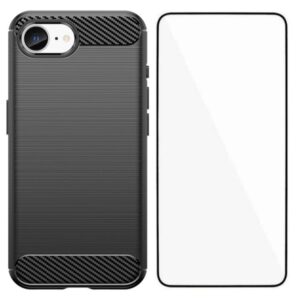WANLONFENG Brushed Texture Shockproof TPU Phone Case with Screen Film, For iPhone 17e / 16e, For iPhone 17 Pro Max, For iPhone 17 Pro, For iPhone 17, For iPhone Air, For iPhone 16 Pro Max, For iPhone 16 Pro, For iPhone 16, For iPhone 15 Pro Max...