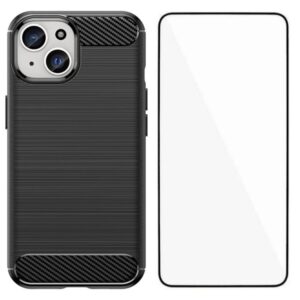 WANLONFENG Brushed Texture Shockproof TPU Phone Case with Screen Film, For iPhone 13