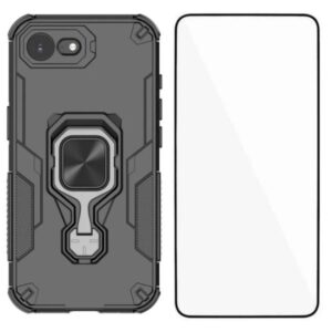 WANLONFENG Metal Kickstand Phone Case with Screen Protector, For iPhone 17e / 16e, For iPhone 17 Pro Max, For iPhone 17 Pro, For iPhone 17, For iPhone Air, For iPhone 16 Pro Max, For iPhone 16 Pro, For iPhone 16, For iPhone 15 Pro Max