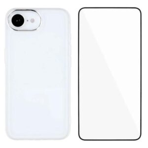 WANLONFENG Electroplated Frame Translucent TPU Phone Case with Screen Film, For iPhone 17e / 16e, For iPhone 17 Pro Max, For iPhone 17 Pro, For iPhone 17, For iPhone Air, For iPhone 16 Pro Max, For iPhone 16 Pro, For iPhone 16