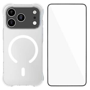 WANLONFENG Transparent Magnetic Four-Corner Shockproof TPU Phone Case with Screen Film, For iPhone 17 Pro Max, For iPhone 17 Pro, For iPhone 17, For iPhone Air