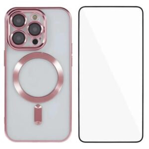 WANLONFENG CD Magnetic Electroplated TPU Phone Case with Screen Protector, For iPhone 12 Pro, For iPhone 11 Pro Max, For iPhone 11, For iPhone 11 Pro