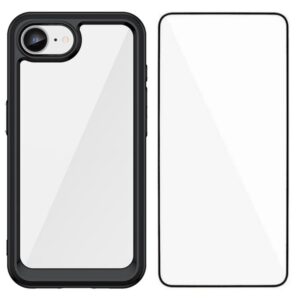 WANLONFENG Electroplated Buttons TPU Acrylic Phone Case with Screen Protector, For iPhone 17e / 16e, For iPhone 17 Pro Max, For iPhone 17 Pro, For iPhone 17, For iPhone Air, For iPhone 16 Pro Max, For iPhone 16 Pro, For iPhone 16