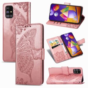 Butterfly Love Flower Embossed Horizontal Flip Leather Case with Holder & Card Slots & Wallet & Lanyard, For Samsung Galaxy M31s