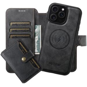 Suteni Q05S1 3-in-1 Detachable Wallet MagSafe Leather Phone Case, For iPhone 13 Pro Max, For iPhone 13 Pro, For iPhone 13, For iPhone 12, For iPhone 12 Pro Max, For iPhone 12 Pro