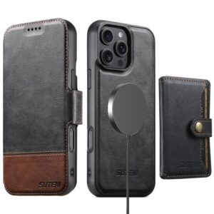 Suteni Q06S1 3-in-1 Splicing Detachable Wallet MagSafe Leather Phone Case, For iPhone 13 Pro Max, For iPhone 13 Pro, For iPhone 13, For iPhone 12, For iPhone 12 Pro Max, For iPhone 12 Pro