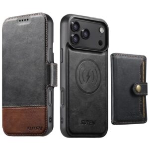 Suteni Q06S1 3-in-1 Splicing Detachable Wallet MagSafe Leather Phone Case, For iPhone 17 Pro Max, For iPhone 17 Pro, For iPhone 17, For iPhone Air, For iPhone 16 Pro Max, For iPhone 16 Pro, For iPhone 16 Plus, For iPhone 16, For iPhone 15 Pro Max...