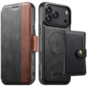 Suteni Q07S1 3-in-1 Detachable Wallet MagSafe Splicing Leather Phone Case, For iPhone 17 Pro Max, For iPhone 17 Pro, For iPhone 17, For iPhone Air, For iPhone 16 Pro Max, For iPhone 16 Pro, For iPhone 16 Plus, For iPhone 16, For iPhone 15 Pro Max...