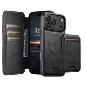 Suteni Q05S2 3-in-1 Detachable Vertical Flip Wallet MagSafe Leather Phone Case, For iPhone 17 Pro Max, For iPhone 17 Pro, For iPhone 17, For iPhone Air, For iPhone 16 Pro Max, For iPhone 16 Pro, For iPhone 16 Plus, For iPhone 16, For iPhone 15 Pro Max...