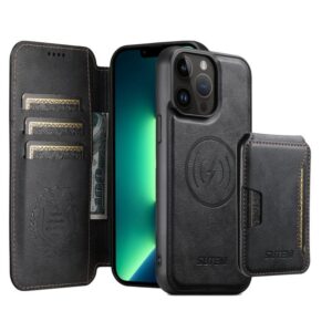 Suteni Q05S3 3-in-1 Detachable Vertical Flip Wallet MagSafe Leather Phone Case, For iPhone 13 Pro Max, For iPhone 13 Pro, For iPhone 13, For iPhone 12, For iPhone 12 Pro Max, For iPhone 12 Pro