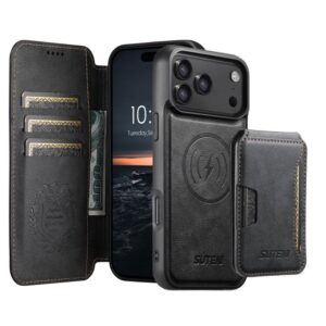 Suteni Q05S3 3-in-1 Detachable Vertical Flip Wallet MagSafe Leather Phone Case, For iPhone 17 Pro Max, For iPhone 17 Pro, For iPhone 17, For iPhone Air, For iPhone 16 Pro Max, For iPhone 16 Pro, For iPhone 16 Plus, For iPhone 16, For iPhone 15 Pro Max...
