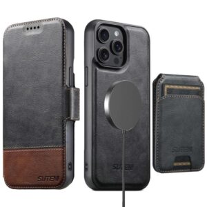 Suteni Q06S2 3-in-1 Detachable Vertical Flip Wallet MagSafe Splicing Leather Phone Case, For iPhone 13 Pro Max, For iPhone 13 Pro, For iPhone 13, For iPhone 12, For iPhone 12 Pro Max, For iPhone 12 Pro