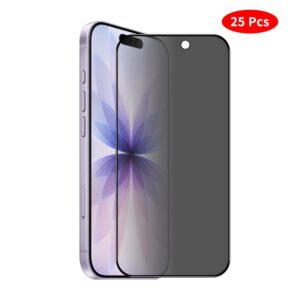JUNSUNMAY 25pcs Silk Print Full Coverage Privacy Tempered Glass Film, For iPhone 17 Pro Max, For iPhone 17 Pro, For iPhone 17, For iPhone Air, For iPhone 16 Pro Max, For iPhone 16 Pro, For iPhone 16 Plus, For iPhone 16, For iPhone 15 Pro Max...