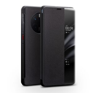 QIALINO Genuine Leather Side Window View Smart Phone Case, For Huawei Mate 50 Pro, For Huawei Mate 50, For Huawei P30, For Huawei P50, For Huawei P50 Pro